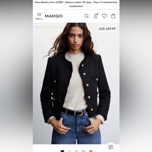 Mango black tweed blazer